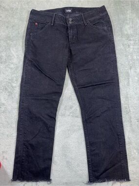 Hudson Jeans Black Collin Flap Pocket Skinny Jeans Raw Hem